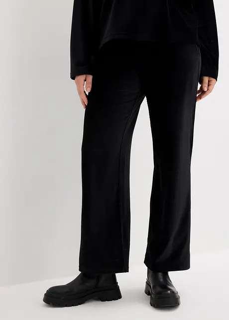 Pantalon ample en velours côtelé jersey, taille extensible, bonprix