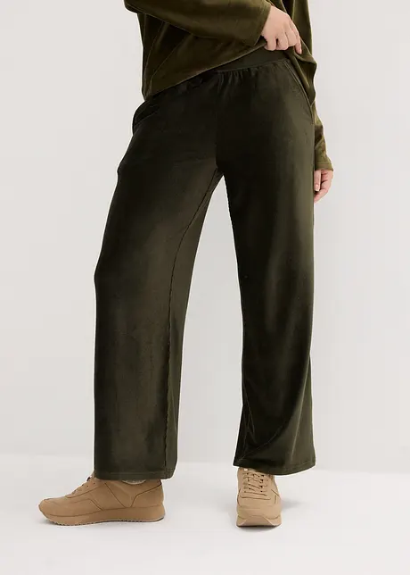 Pantalon ample en velours côtelé jersey, taille extensible, bonprix