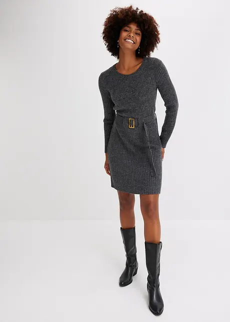 Robe en maille ceinturée, bonprix