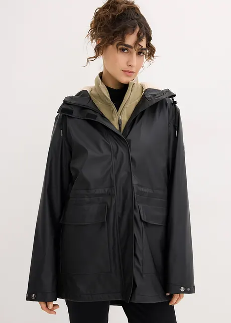 Veste de pluie avec doublure peluche en matière imperméable, bonprix