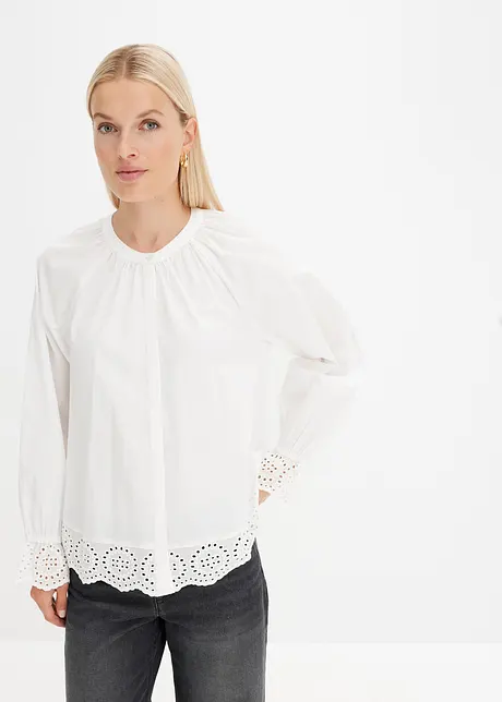 Blouse avec dentelle à la base et aux manches, bonprix