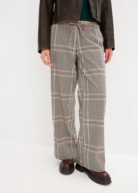 Pantalon décontracté à  motif pied-de-poule, bonprix