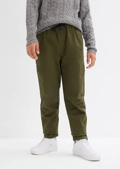 Pantalon thermique garçon stretch à poches cargo en coton, bonprix