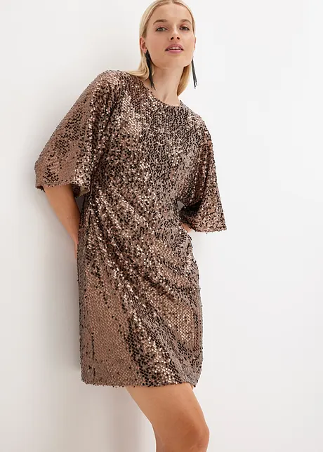 Robe oversize à sequins, bonprix