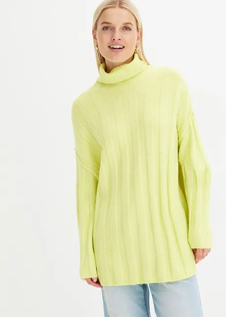 Pull col roulé en maille côtelée, bonprix