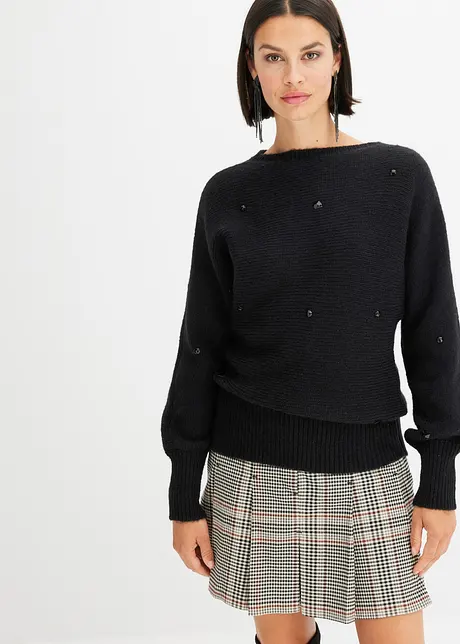 Pull rehaussé de strass de grande taille, bonprix