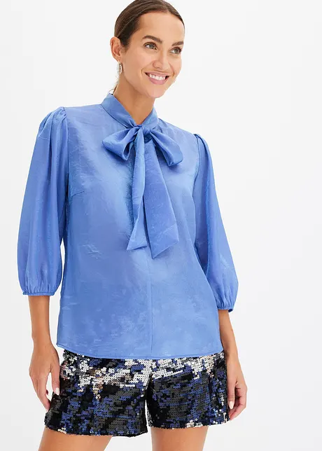 Blouse à lavallière, aspect verni, bonprix