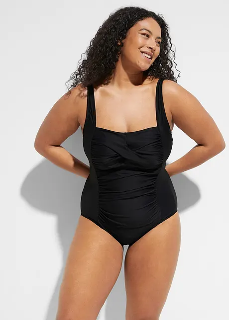 Maillot pièce sculptant, style croisé noir