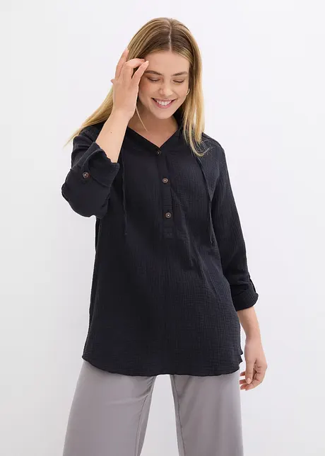 Blouse en mousseline à capuche, bonprix