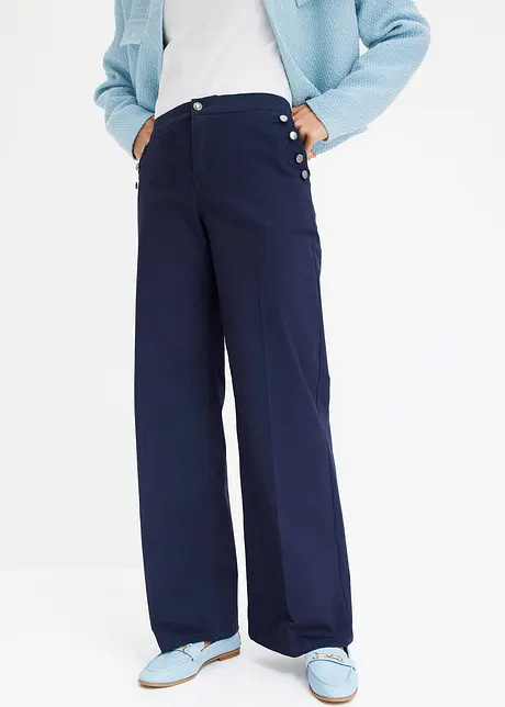 Pantalon en twill extensible, jambe large, bonprix