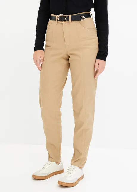 Pantalon barrel en twill à ceinture, bonprix