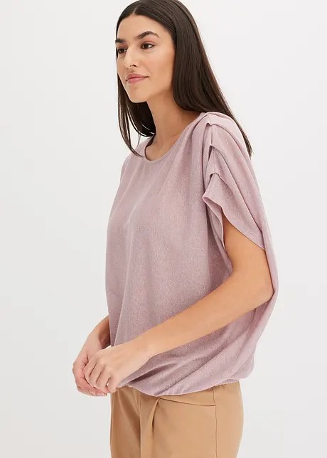 T-shirt en lurex avec drapé, bonprix