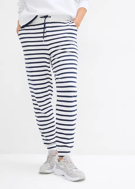 Pantalon de jogging avec cordon de serrage à la taille - blanc cassé/bleu foncé rayé