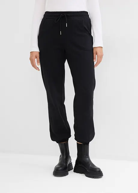 Pantalon sweat confortable, réglable à la taille - noir