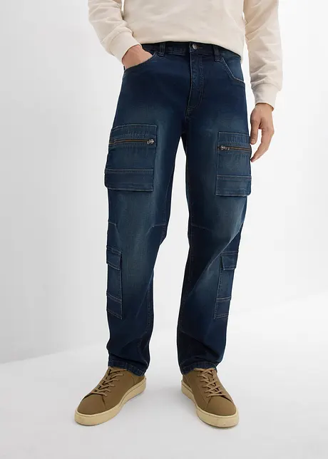 Jean cargo droit et extensible, loose, bonprix