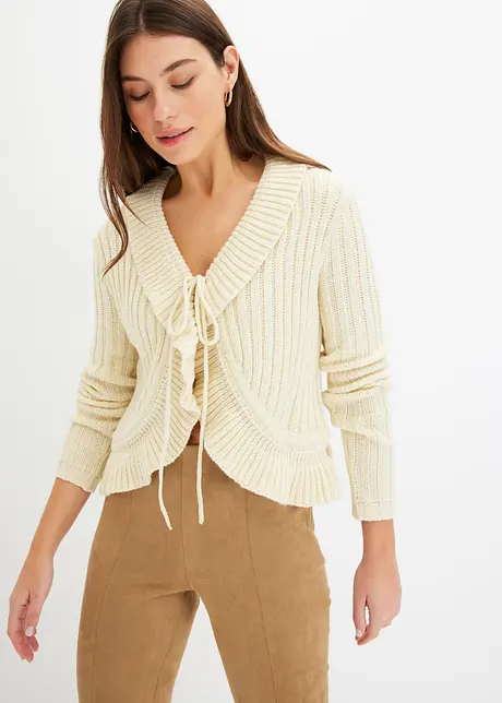 Gilet en maille douillet et féminin avec lien à nouer - noir