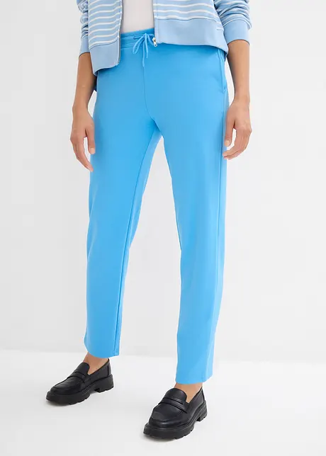 Pantalon décontracté en matière néoprène à taille élastiquée avec cordon de resserrage - bleu brillant