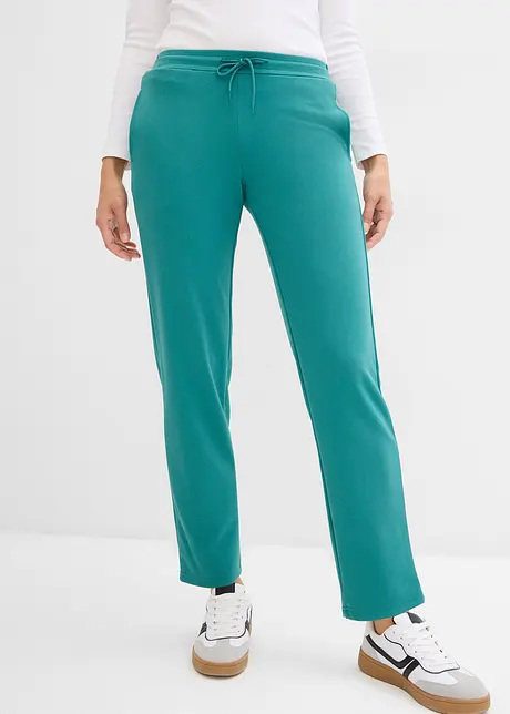 Pantalon décontracté en matière néoprène à taille élastiquée avec cordon de resserrage - émeraude fumé