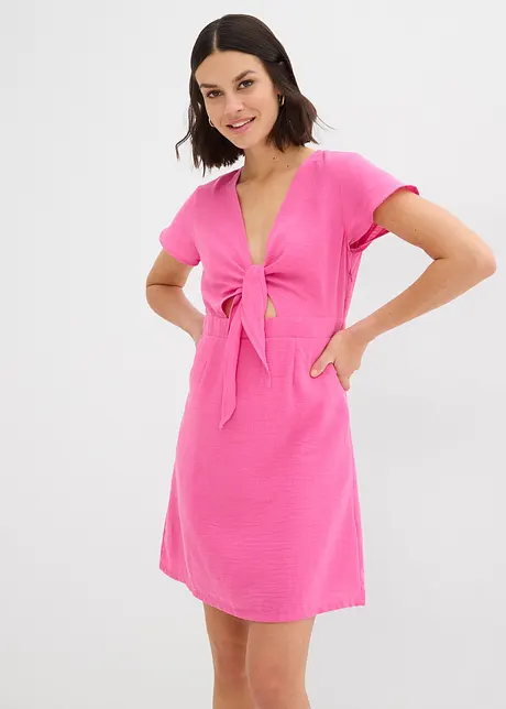 Robe courte avec lien à nouer à l’encolure, bonprix