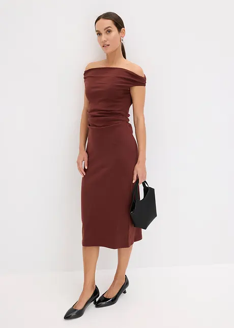 Robe midi à encolure Bardot, bonprix