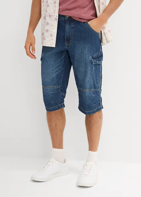 Bermuda long poches cargo en denim léger, coupe loose, bonprix