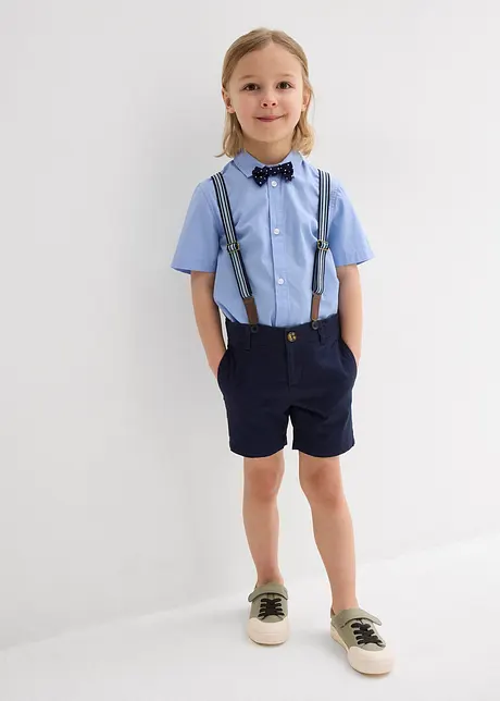 Chemise manche courtes, bermuda chino, bretelles et nœud papillon (ens. 4 pces), bonprix