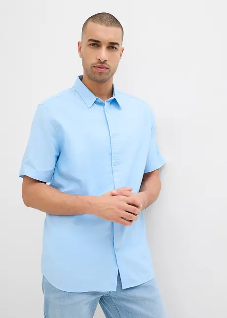 Chemise manches courtes en lin mélangé léger, bonprix