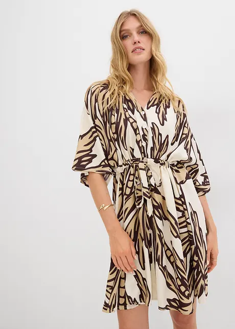 Robe Tunique Marron Taille 44 En Viscose Mc Planet - Manches Courtes, Longueur Midi, Neuve Avec étiquettes