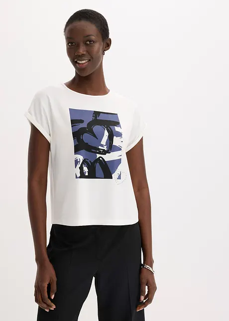 T-shirt en viscose mélangée à strass, bonprix