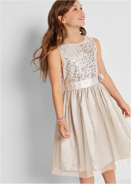 Robe Fille Gap Grise à Paillettes Transparentes - Taille 8 (Moyenne) - Occasion Très Bon état