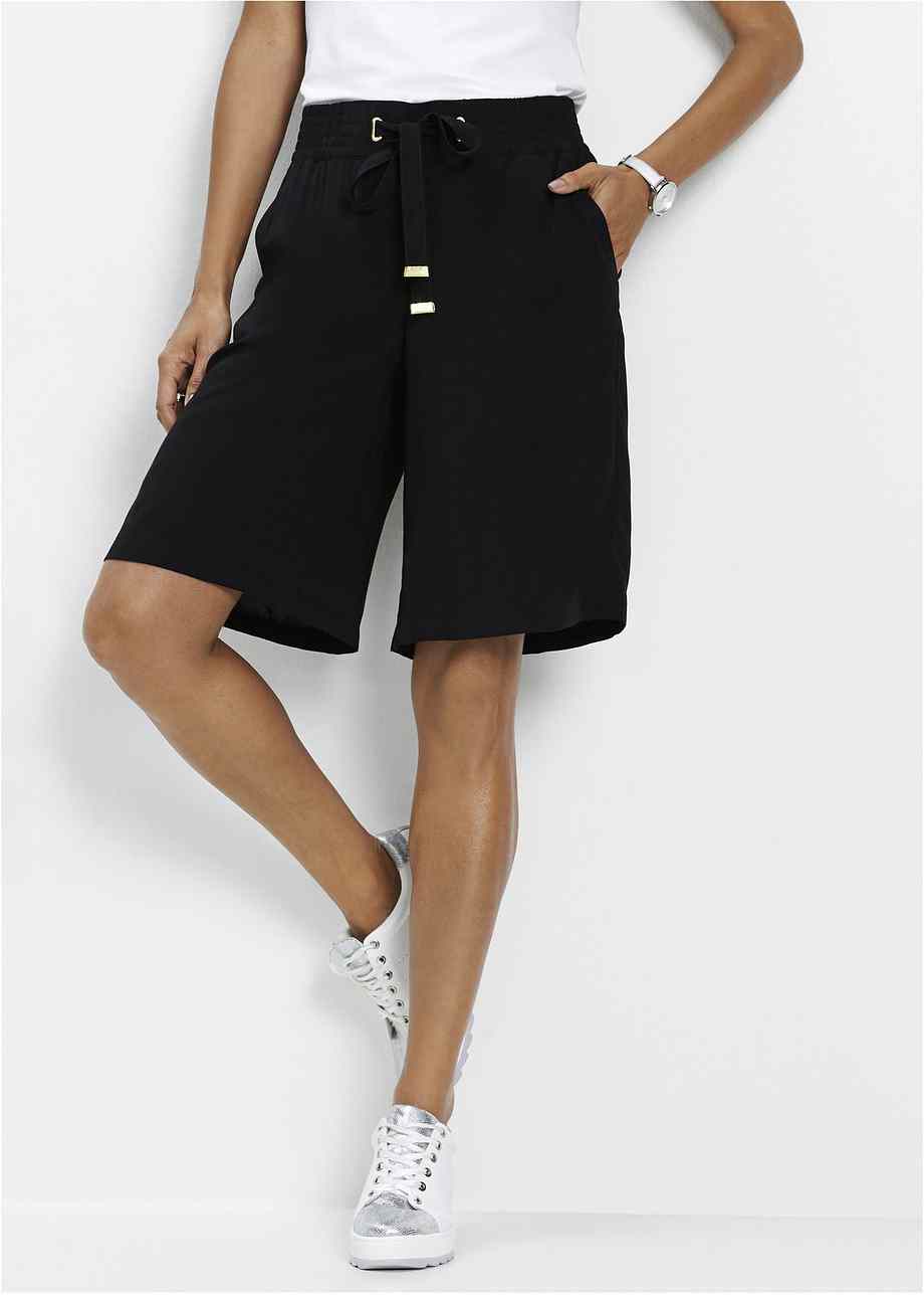 Short Été Lin Femme Poches - Bermuda Genou Jambe Large, Taille Élastique Cordon, Confort Décontracté Grande Taille Plage Vacances