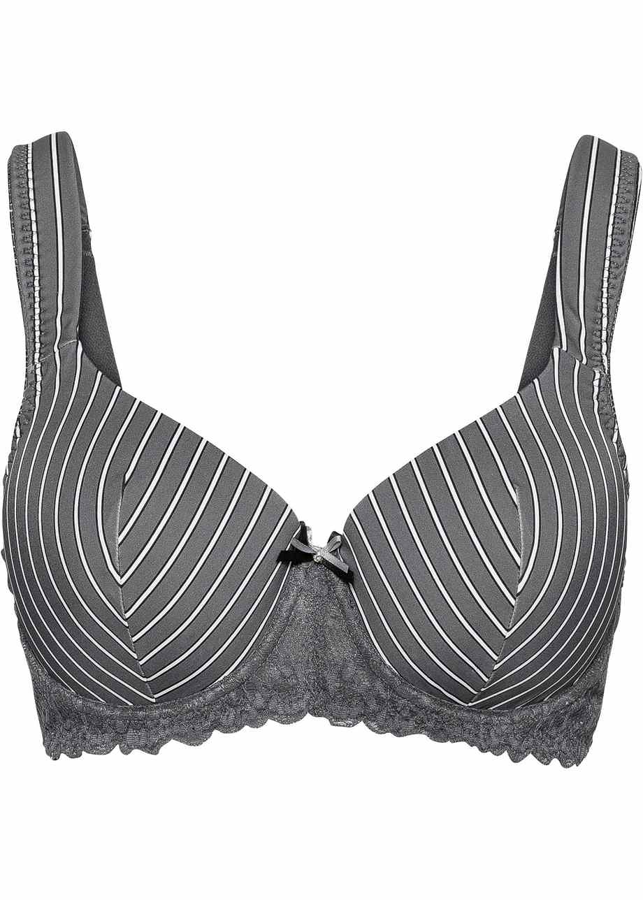 Soutien-gorge à coques mode avec un imprimé rayures all-over - gris