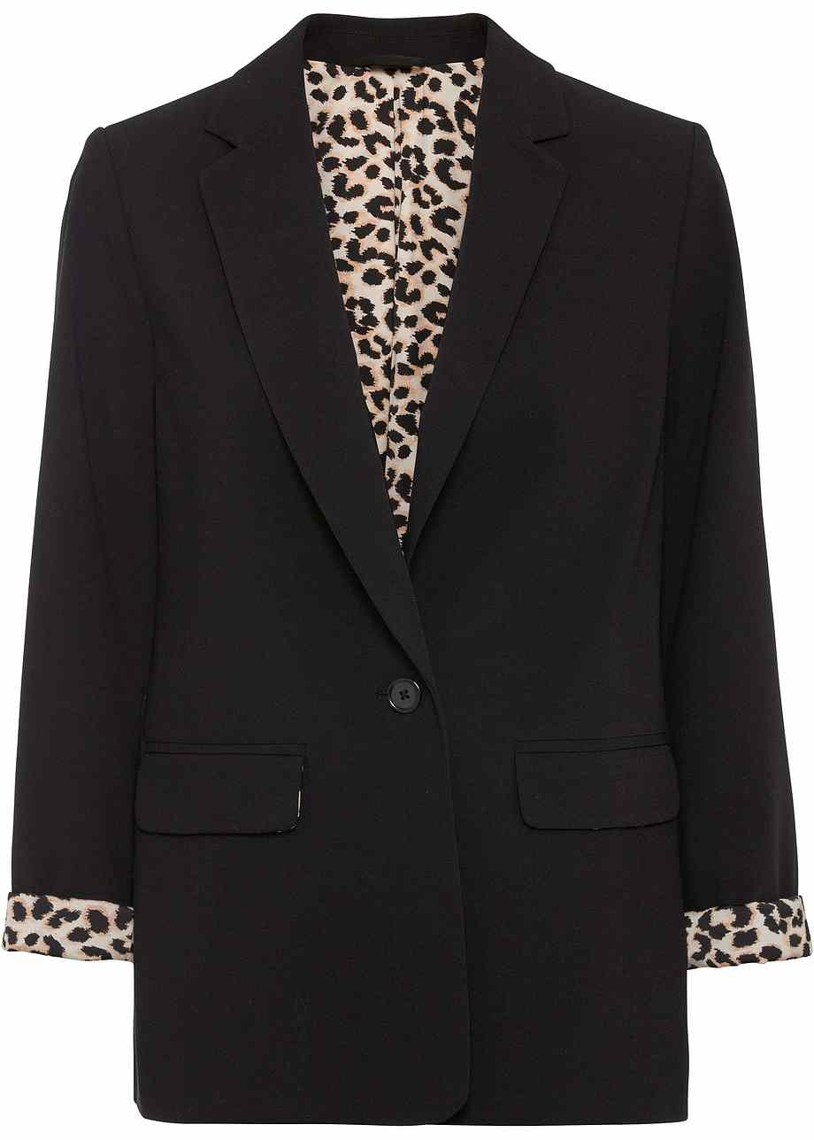 Blazer Femme Imprimé Léopard - Manches Longues Froncées Et Poches Avant