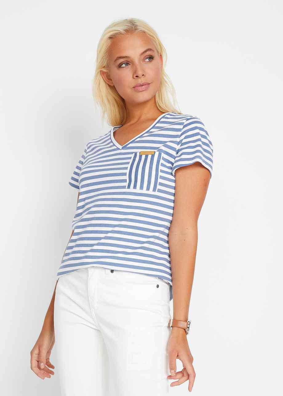 STREET-ONE T-shirt à rayures pour femmes en Bleu|Blanc | STREET-ONE