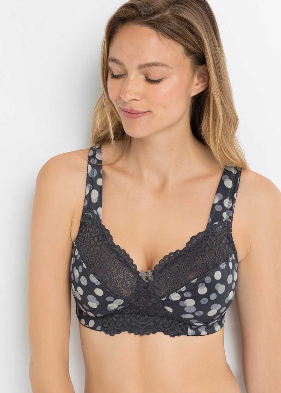 Soutien Gorge De Maintien Sans Armatures Agrémenté De Dentelle Gris