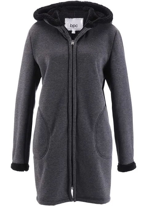 Sweat zippé à capuche avec polaire peluche, bonprix