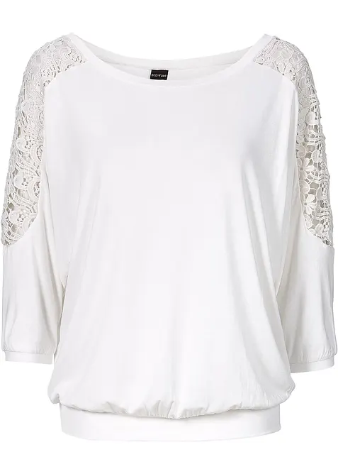 T-shirt oversize en viscose et dentelle, bonprix