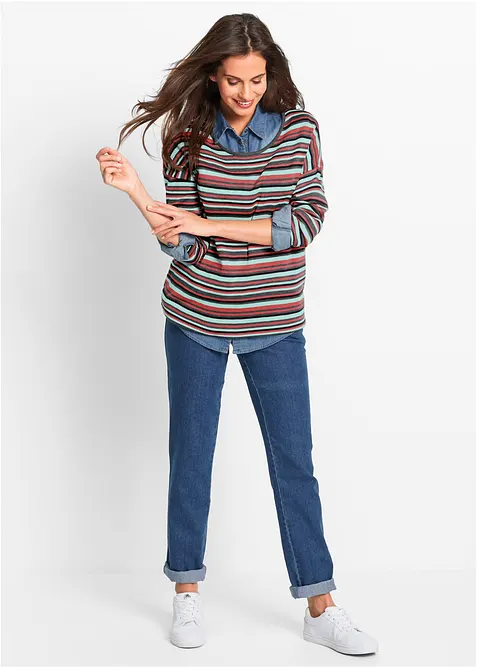 Lot de 2 jeans droits, taille mi-haute, bonprix