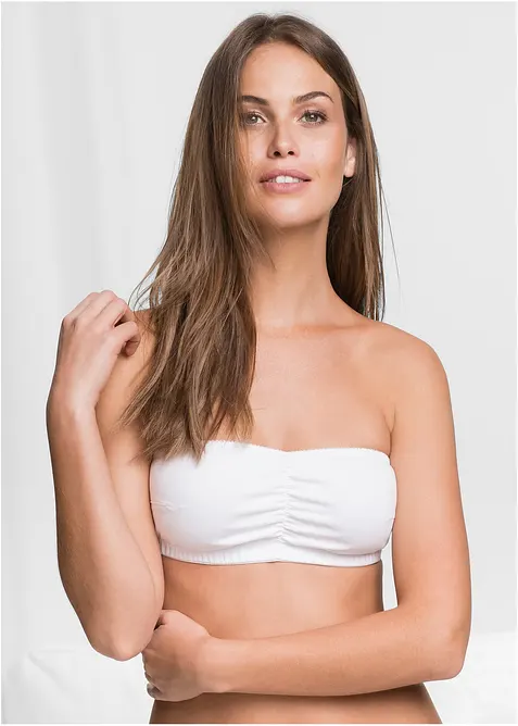 Lot de 2 soutiens-gorge bandeau coton jusqu&rsquo;au bonnet B, bonprix