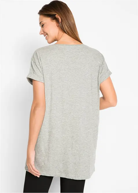 T-shirt long et boxy &agrave; manches courtes, bonprix