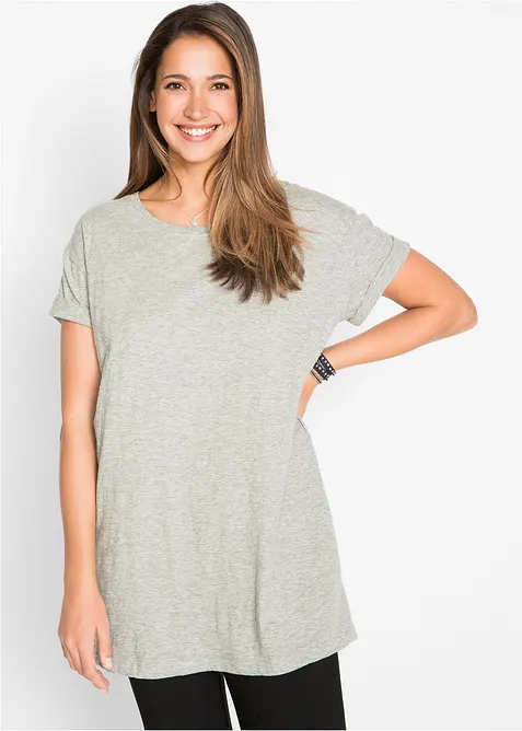 T-shirt long et boxy &agrave; manches courtes, bonprix