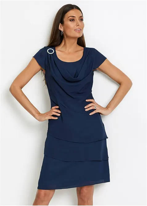 Robe courte look superposé avec accessoire sur l’épaule, bonprix