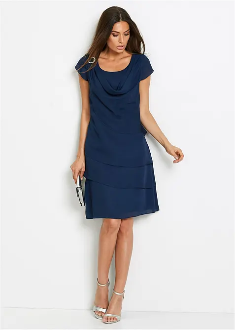 Robe courte look superposé avec accessoire sur l’épaule, bonprix