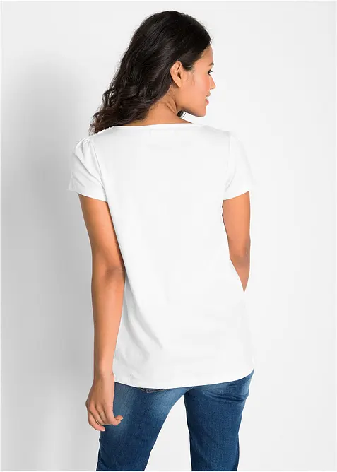 T-shirt coton et dentelle, manches courtes, bonprix