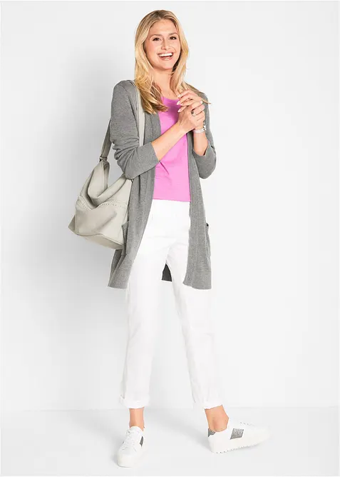 Gilet long en maille, manches longues, bonprix