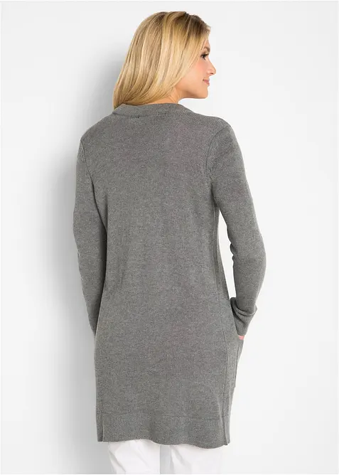 Gilet long en maille, manches longues, bonprix