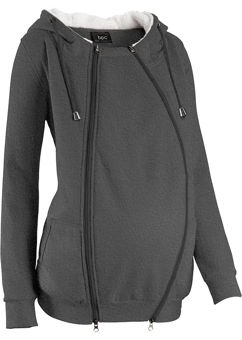 Sweat zippé de grossesse et de portage, intérieur douillet, bonprix