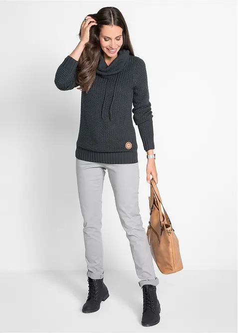 Pull à col roulé avec cordons, bonprix