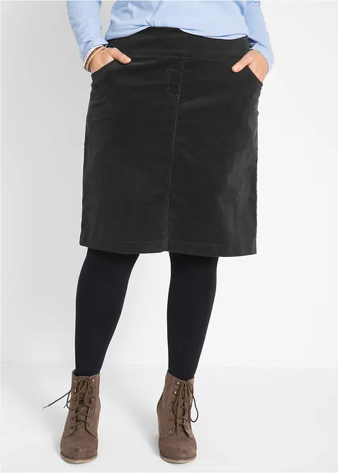 Jupe en velours côtelé extensible à ceinture élastiquée, bonprix