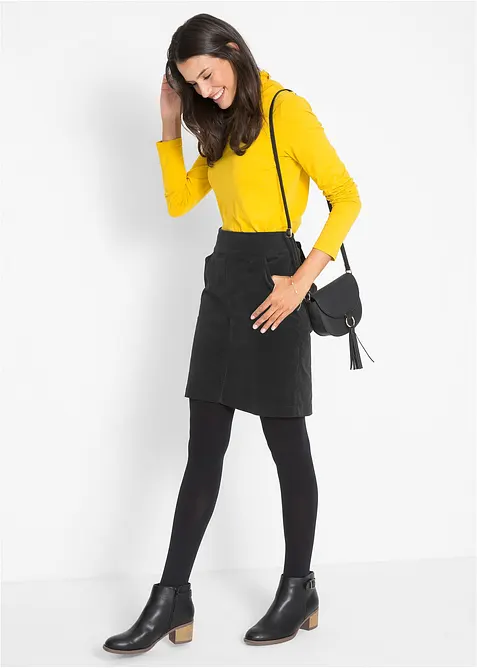 Jupe en velours côtelé extensible à ceinture élastiquée, bonprix